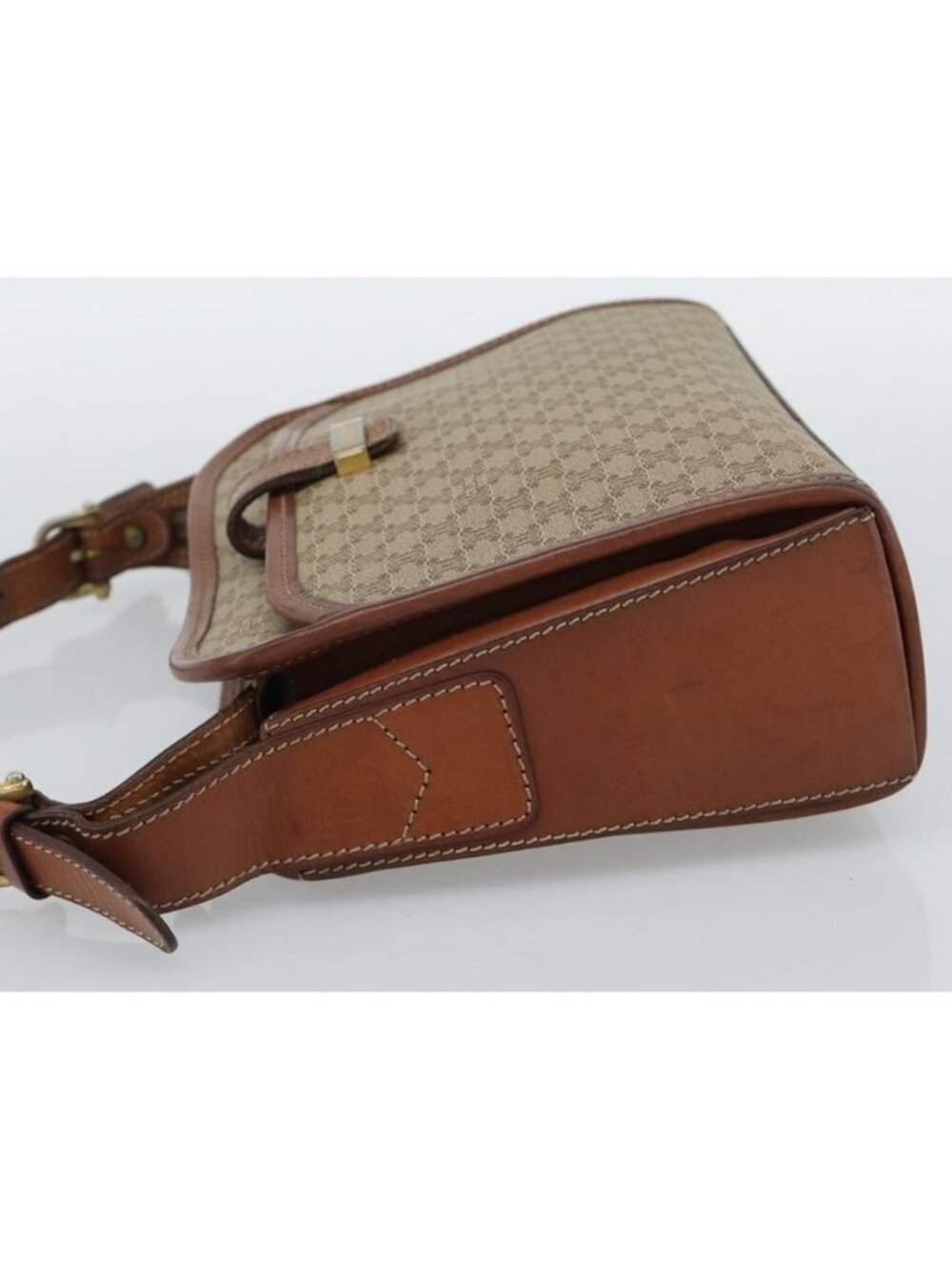 Authentic CELINE Macadam Canvas Shoulder Bag PVC Beige Gold - Picture 16 of 16